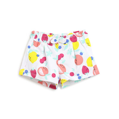 Girls White Printed Shorts